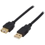 CAB-USB2AAF/3G-BK, Кабель, USB 2.0, гнездо USB A, вилка USB A, позолота, 3м, черный