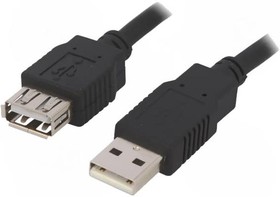 CAB-USBAAF/3-BK, Кабель, USB 2.0, гнездо USB A, вилка USB A, 3м, черный