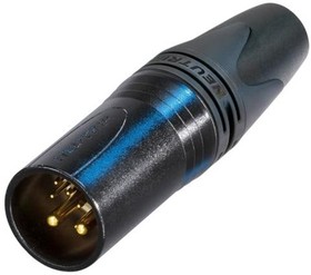NC10MXX-14-B, XLR Connectors Cable end XX series 10 pin male - cable OD 8-10mm - black/gold