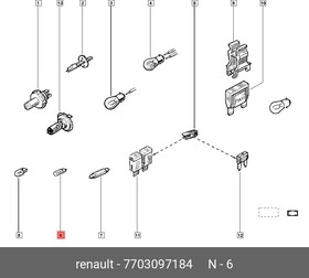 Лампа освещения панели приборов RENAULT/NISSAN 12V/1,2W 7703 097 184