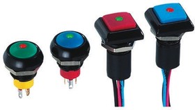 Фото 1/2 IPC3FAD2LOS, Illuminated Push Button Switch, Momentary, Panel Mount, 13.6mm Cutout, SPST, Red LED, 24V dc, IP67