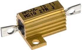 Фото 1/3 HS10 27R J, Резистор: проволочный, с радиатором, винтами, 27Ом, 10Вт, ±5%