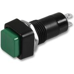 MCPS23A-6, Кнопочный переключатель, 12 мм, SPST, Вкл.-Выкл., Square Raised, Зеленый