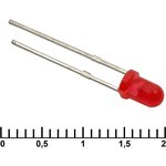 3 mm red 30 mCd 20, Светодиод , 3 мм, 30 мКД, угол излучения 20 градусов, красный