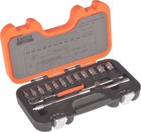 Фото 1/4 1/4 inch ratchet kit, 16 pieces, Internal square, 4-13 mm, S160