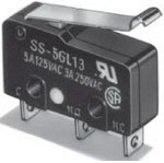 SS-01GL13-F, Switch Snap Action N.O./N.C. SPDT Simulated Hinge Lever 0.1A 125VAC 30VDC 0.16N Screw Mount Solder
