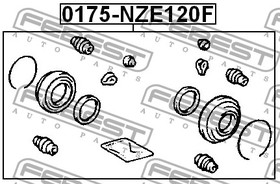 Фото 1/7 Ремкомплект суппорта тормозного переднего TOYOTA COROLLA/FIELDER CE121,NZE12#,ZZE12# 2000.08 FEBEST 0175-NZE120F