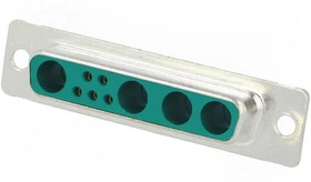 Фото 1/3 D-Sub socket, 13 pole, 9W4, partially equipped, straight, solder cup, 3009W4SCM99A10X