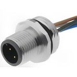 Sensor actuator cable, M12-flange plug, straight to open end, 4 pole, 0.5 m, PVC, gray, 4 A, 43-01009