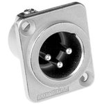 AC3MMDZ-AU, Chassis Mount XLR Connector, Male, IP40, 133 V, 3 Way, Silver Plating