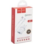 Сзу c12q smart 1xusb, 3а, 18w, qc3.0, led + usb кабель type-c, 1м (белый) 0L-00044852