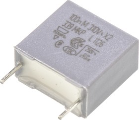 Фото 1/3 2222 339 20104, MKP 339 Polypropylene Film Capacitor, 310V ac, ±20%, 100nF, Through Hole