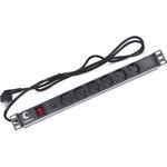 Cabeus PDU-6P-F-2EU Блок евророзеток для 19" шкафов, горизонтальный, 6 розеток ...