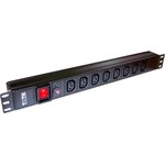 Блок розеток 19" 8 шт. C13, 10A 250V, без шнура питания TWT-PDU19-10A8C13