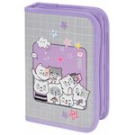 Пенал ПИФАГОР, 1 отделение, 2 откидные планки, полиэстер, 20х14 см ...