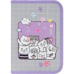 Пенал ПИФАГОР, 1 отделение, 2 откидные планки, полиэстер, 20х14 см ...