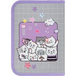 Пенал ПИФАГОР, 1 отделение, 2 откидные планки, полиэстер, 20х14 см ...