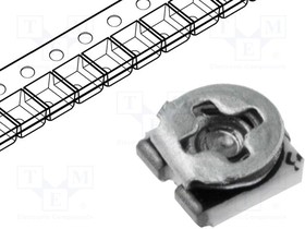 3305SMD-2K, Потенциометр монтажный, однооборотный, 2кОм, 100мВт, SMD, ±25%