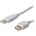 CAB-USBAAF/1.8, Кабель, USB 2.0, гнездо USB A, вилка USB A, 1,8м, серый