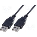 USB 2.0 connection line, USB plug type A to USB plug type A, 1 m, black