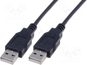 AK-300100-018-S, Cable; USB 2.0; USB A plug,both sides; nickel plated; 1.8m; black