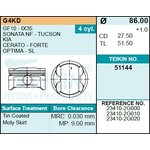 51144 STD, Поршни (к-т 4шт) STD