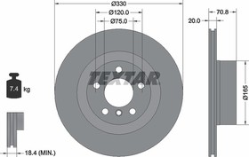 Диск тормозной задний BMW X3 II(F25) /Vent D=330mm TEXTAR 92256303