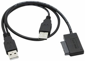 Фото 1/5 ORIENT UHD-300SL, адаптер USB 2.0 to Slimline SATA, для оптических приводов ноутбука, двойной USB кабель (30831)