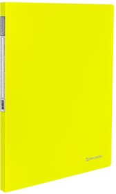 Фото 1/7 Папка с металлическим скоросшивателем и внутренним карманом BRAUBERG "Neon", 16 мм, желтая, до 100 листов, 0,7 мм, 227465