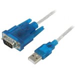 AK-CO-02, Конвертор USB-RS232, D-Sub 9pin вилка, вилка USB A, 1м