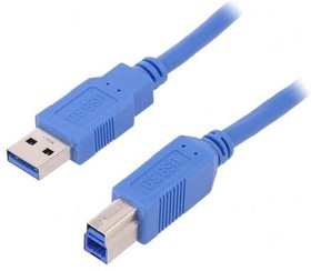 Фото 1/2 52309, Кабель, USB 3.0, вилка USB A, вилка USB B, 2м, синий