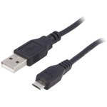 AK-USB-21, Кабель; USB 2.0; вилка USB A,вилка micro USB B; никелированные