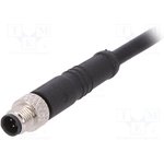 PXPTPU05FIM04ACL010PUR, Cordset, M5 Plug - Bare End, 4 Conductors, 1m, IP67, Black