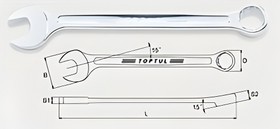 AAEW1111, Ключ комбинированный 11мм усиленный TOPTUL (AAEW1111)