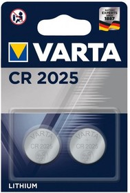 Батарейка VARTA Lithium CR2025 , шт в блистере=2 6025101402