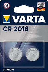 Батарейка VARTA Lithium CR2016 , шт в блистере=2 6016101402