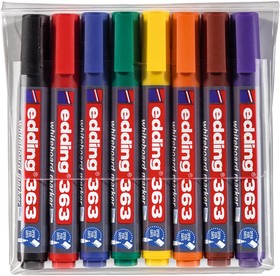 Фото 1/6 Набор маркеров для белых досок EDDING 363, 1-5 мм, 8 цветов в ПВХ конверте