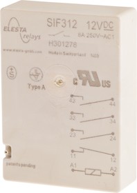 Фото 1/4 SIF 312 12VDC, PCB Mount Force Guided Relay, 12V dc Coil Voltage, 3PST, SPST