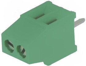 Фото 1/5 PCB terminal, 2 pole, pitch 2.54 mm, AWG 30-16, 10 A, screw connection, green, 282834-2