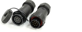 Circular Connector, 8 Contacts, Cable Mount, 21 mm Connector, Plug and Socket, Male and Female Contacts, IP67