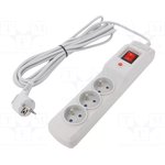 M3/50/SZ, Сетевой фильтр: защитный; Гнезда: 3; 250ВAC; 10А; Цвет: серый