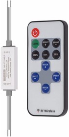 Одноцветный контроллер 5-24В, 30/72/144Вт, 1 канал х 6А, IP20, пульт, 45x13x6мм ML-CT-106-S