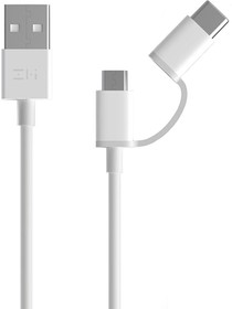 Кабели USB ZMI Кабель Xiaomi ZMI 2-in-1 AL501 Micro USB to Type-C 2 in 1 cable (1m) White (ZMK2AL50CNWH) (400793)
