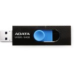 Флеш накопитель 64GB ADATA UV320, USB 3.1, Черный/Голубой