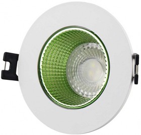 Denkirs DK3061-WH+GR Встраиваемый светильник, IP 20, 10 Вт, GU5.3, LED, белый/зеленый, пластик