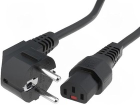 Фото 1/8 Device connection line, Europe, plug type E + F, angled on C13 jack, straight, H05VV-F3G1.0mm², black, 2 m