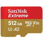 Карта памяти SanDisk Extreme microSDXC Class 10 U3 V30 A2 190/130MB/s 512Gb ...