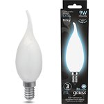 Gauss Лампа Filament Свеча на ветру 9W 610lm 4100К Е14 milky LED
