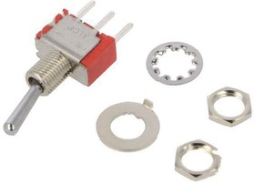 Фото 1/6 3-1825136-8, Toggle Switch, PCB Mount, On-On, SPDT, Through Hole Terminal, 120 V ac, 28V dc