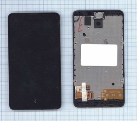 Дисплей (экран) в сборе с тачскрином для Nokia X черный с рамкой